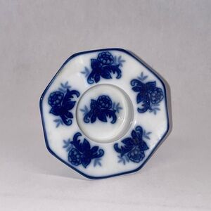 Navy and White Floral Vintage China Tea Light Saucers
